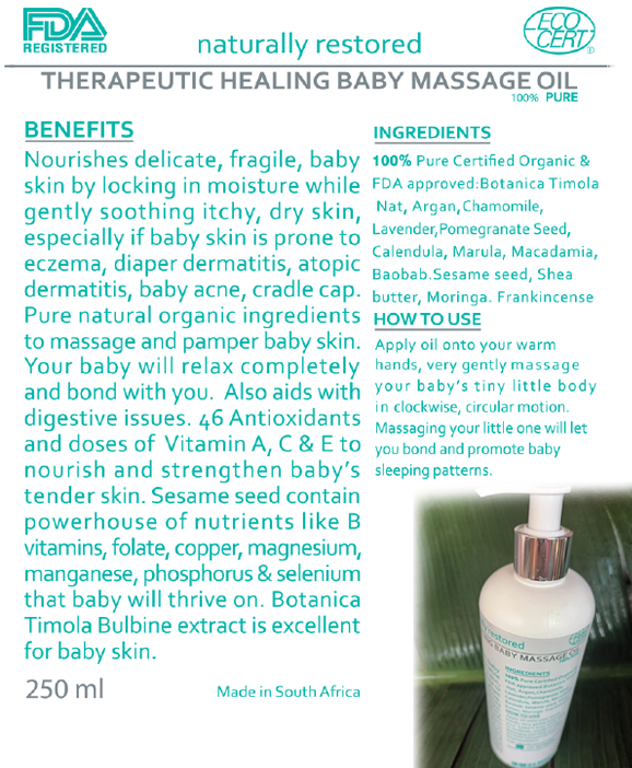 Baby Therapeutic Massage Oil Label